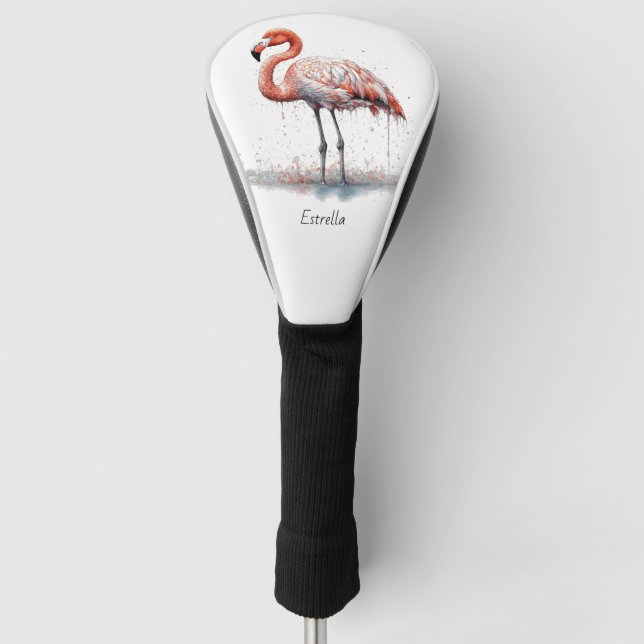 Couvre-club De Golf Rayonnement de Flamant rose : Aquarelle, personnal (Devant)