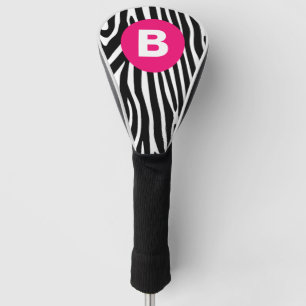 Couvre-club De Golf Rayures Classiques de Zèbre Monogramme Rose Clair