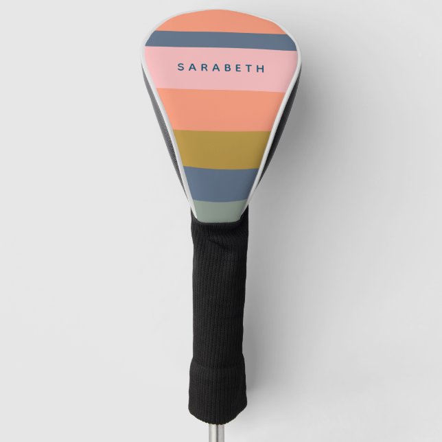 Couvre-club De Golf Rayures Modernes Élégantes Joli Personnalisé Terre (Devant)