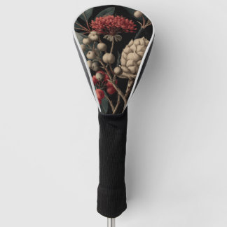 Couvre-club De Golf Red Berries and Exotic Seed Pods on Black
