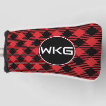 Red Buffa Plaid Customisé Golf Blade Putter Cover