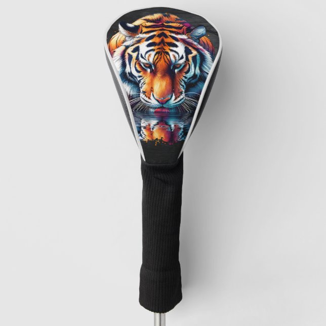 Couvre-club De Golf Réflexion de l'eau potable tigre (Devant)