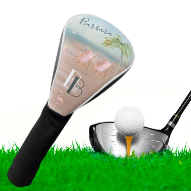 Couvre-club De Golf Reposez-vous Plage Pensez puis Swing Monogramme Pr (Créateur téléchargé)