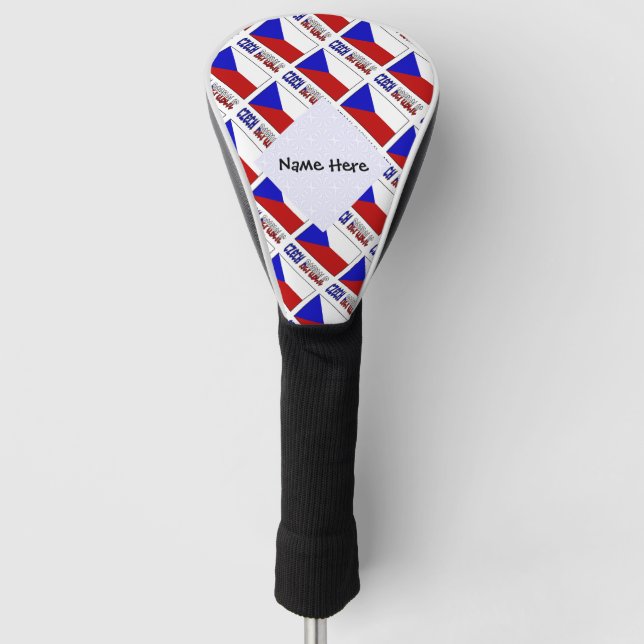 Couvre-club De Golf République tchèque Drapeau tchèque Carrelé noir Pe (Devant)