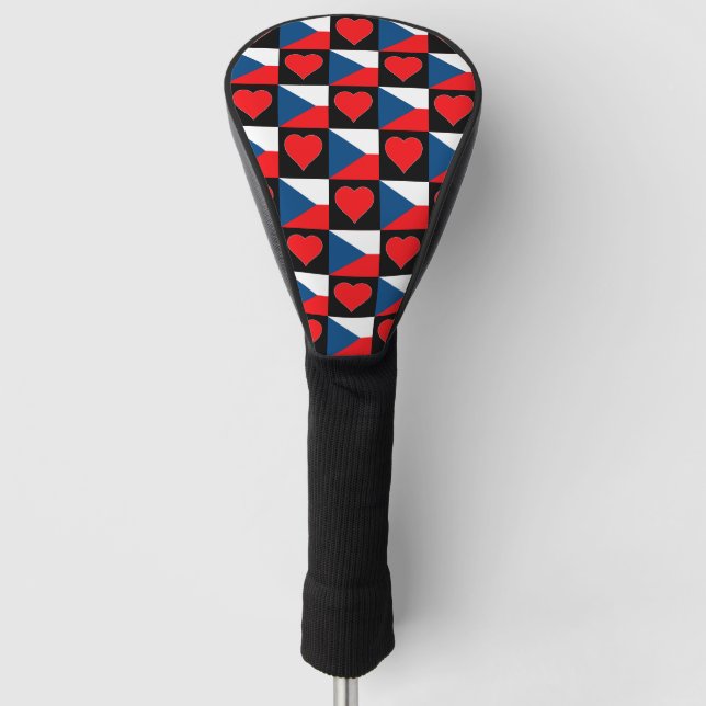 Couvre-club De Golf République tchèque Golf Lover Heart Motif tchèque  (Devant)