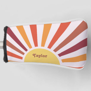 Couvre-club De Golf Retro Sunset Sun Rays Nom personnalisé