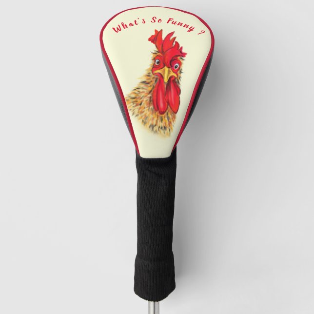 Couvre-club De Golf Rooster Surpris Funny Golf Tête Couvrir Votre Text (Devant)