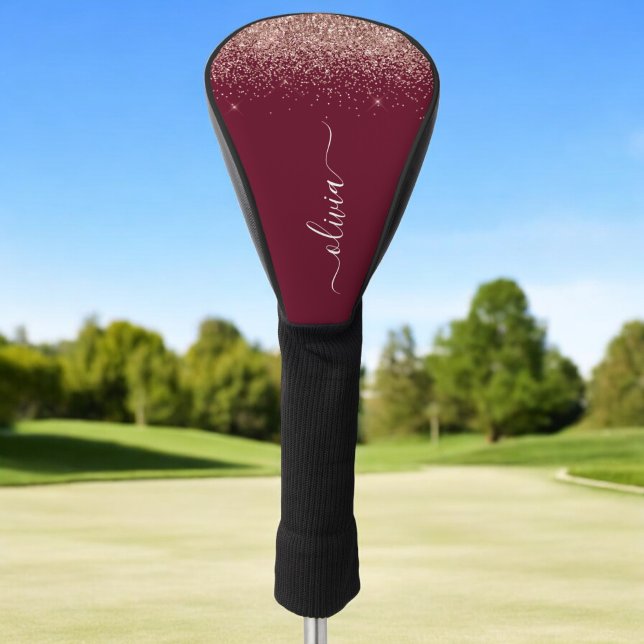 Couvre-club De Golf Rose Bourgogne Gold Blush Pink Parties scintillant (Créateur téléchargé)