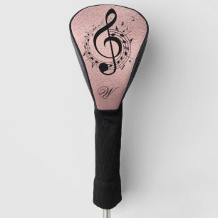 Couvre-club De Golf Rose Gold Climactic G Clef Musique Monogramme Init