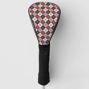 Couvre-club De Golf Rouge rose aubergine ivoire Turquoise Retro Plaid
