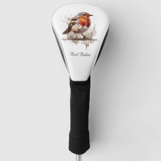 Couvre-club De Golf Rouge rouge de l'oiseau mignon en aquarelle