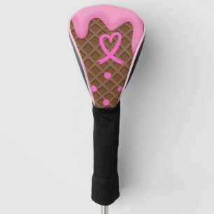 Couvre-club De Golf Ruban rose sur gaufre Sensibilisation au cancer du