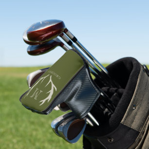 Couvre-club De Golf Rustic Army Green Antler Personnalisé Groomsmen Ca