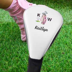 Couvre-club De Golf Sac de golf rose charmant personnalisé avec monogr