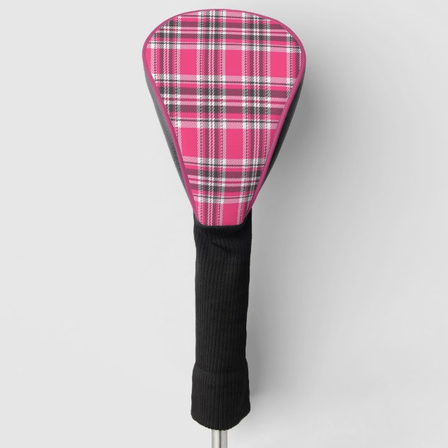 Couvre-club De Golf Scotland Pink et Black Tartan Plaid (Devant)