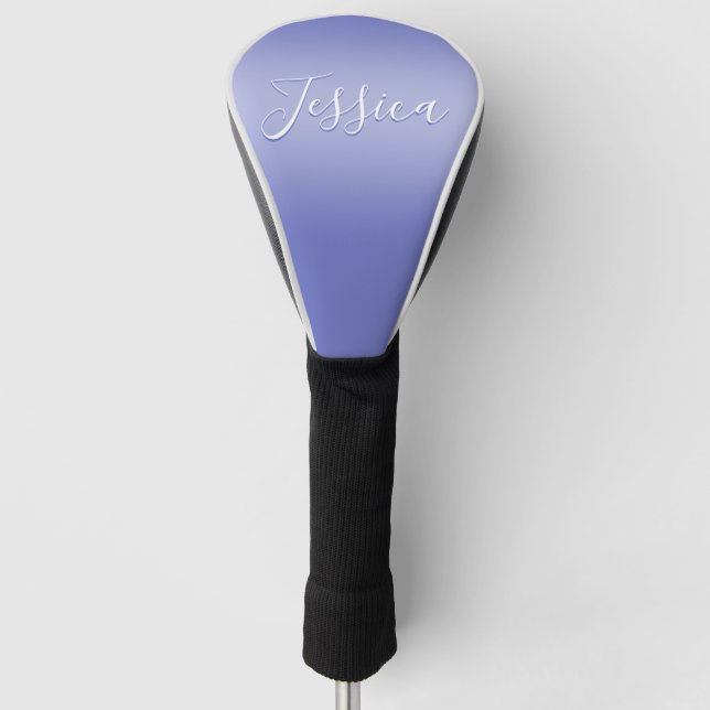 Couvre-club De Golf Script cursif modifiable | Violet blanc et violet (Devant)