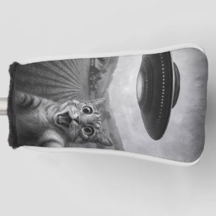 Couvre-club De Golf Selfie De Chat Avec Alien UFO Drôle Cadeaux De Cha