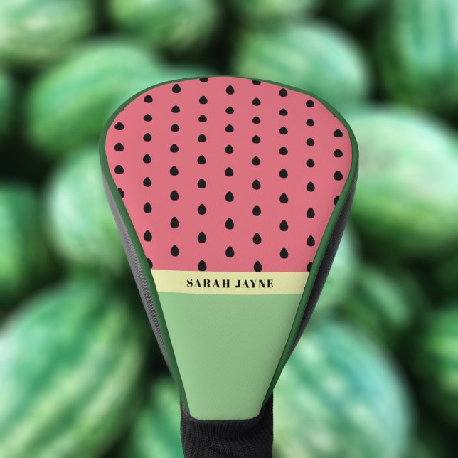 Couvre-club De Golf Semences de pastèque moderne Pilote rose et vert (🍉⛳ Two loves in one. Watermelon and Golf! Just add your name)