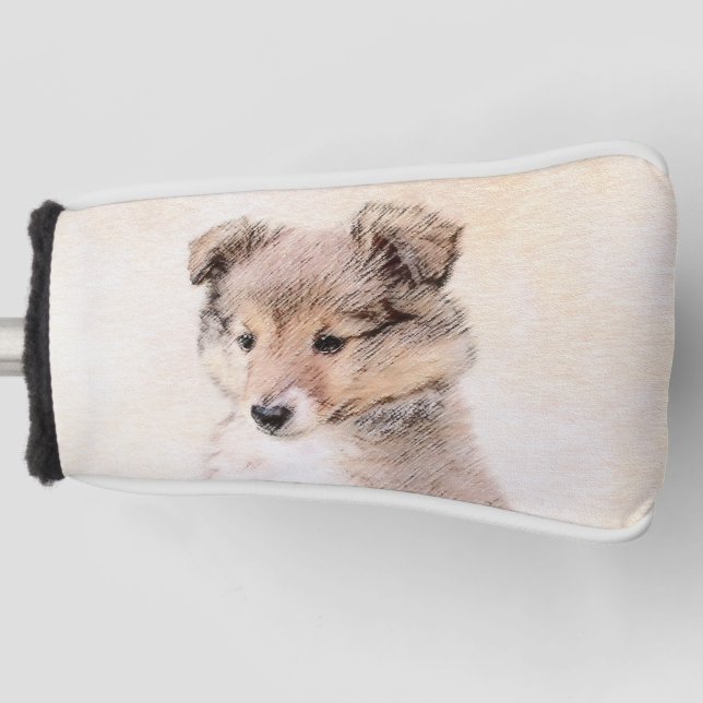 Couvre-club De Golf Shetland Sheepdog Puppy Peinture Chien original ar (Devant)