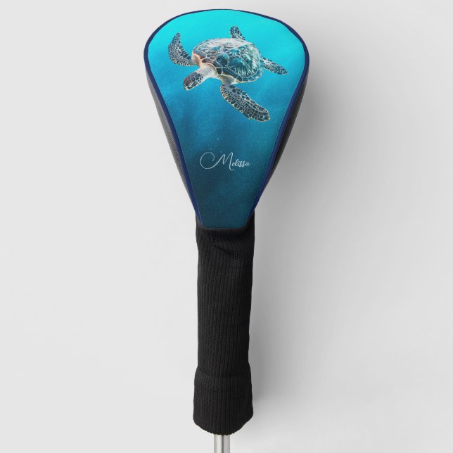 Couvre-club De Golf Shimmering Turquoise Sea Turtle | Coastal (Devant)