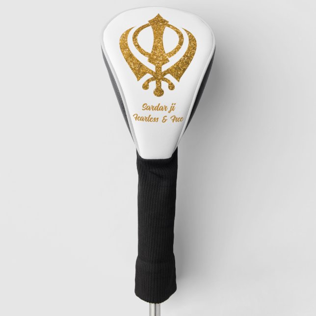 Couvre-club De Golf Sikh Khanda "Sans peur et libre" (Devant)
