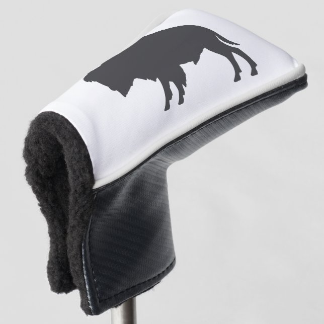 Couvre-club De Golf Silhouette de bison gris charbon (Devant 3/4)