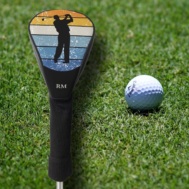 Couvre-club De Golf Silhouette Golfer sur bande rétro (Créateur téléchargé)