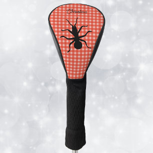 Couvre-club De Golf Silhouette Grosse fourmi noire sur Rouge blanc pla