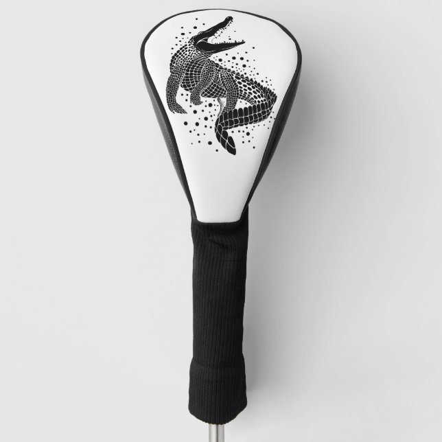 Couvre-club De Golf Silhouette noire d'un crocodile (Devant)