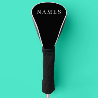 Couvre-club De Golf Simple Black Custom Ajouter Votre Nom Élégant