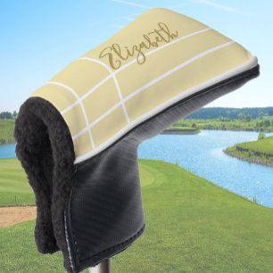 Couvre-club De Golf Simple jaune minimaliste nom personnalisé dames
