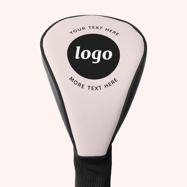 Couvre-club De Golf Simple Logo Texte Professionnel Promotionnel Blush (Simple logo with custom text business branding promotional blush pink golf head cover)