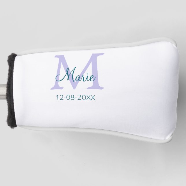 Couvre-club De Golf simple minimum ajouter nom monogramme violet vert  (Devant)