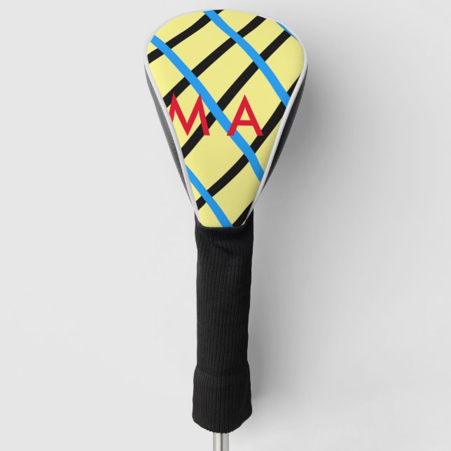 Couvre-club De Golf Simple monogramme ajouter votre nom lettre man min (Devant)