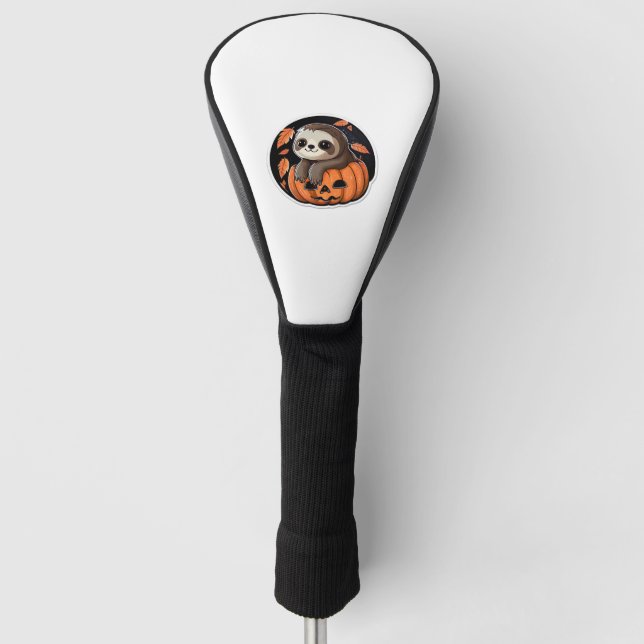 Couvre-club De Golf Sloth citrouille Halloween autocollant Surdimensio (Devant)