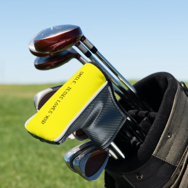 Couvre-club De Golf Souriez, Jésus Vous Aime Jaune Joyeux Soleil (In Situ)