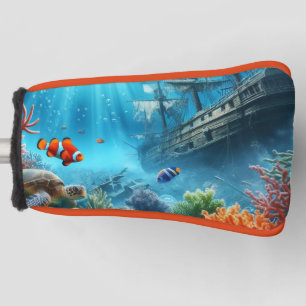 Couvre-club De Golf Sous la mer, tortue, corail, bateau, poisson clown