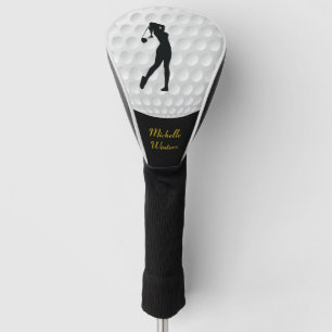 Couvre-club De Golf Sport Golfer Femme Noir Silhouette
