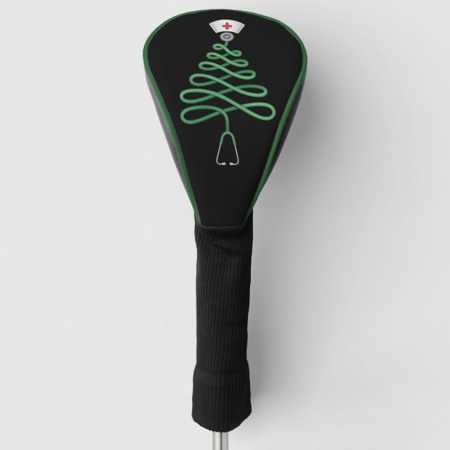 Couvre-club De Golf Stethoscope Arbre de Noël Infirmière Scrub Xmas (Devant)