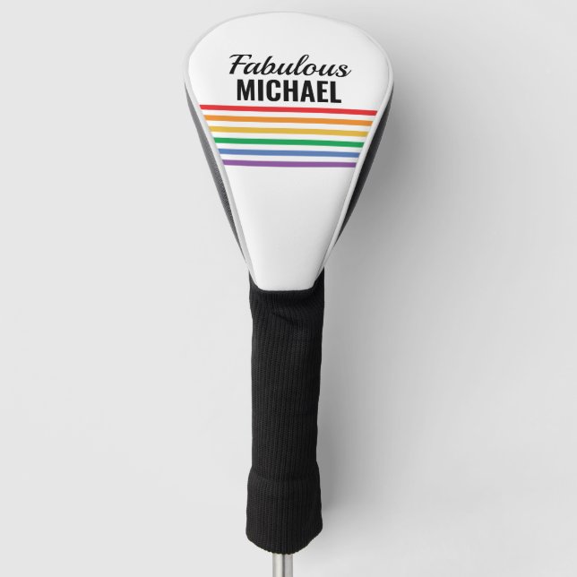 Couvre-club De Golf Stripes arc-en-ciel personnalisées Blanc LGBT Pers (Devant)