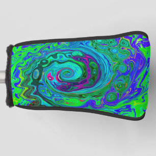 Couvre-club De Golf Super Abstrait Retro Green et Blue Swirl