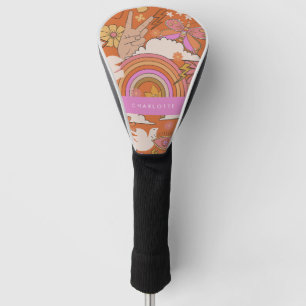 Couvre-club De Golf Super les années 70 rétro Hippie Paix Orange Bohèm