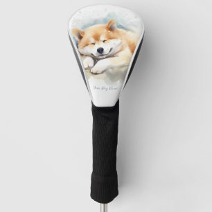 Couvre-club De Golf Super mignon ange dormant chiot akita chien 002