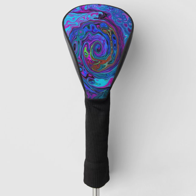 Couvre-club De Golf Super Retro Blue et Purple Swirl Abstrait (Devant)