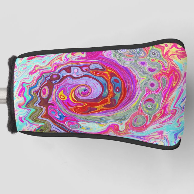 Couvre-club De Golf Super rétro rose chaud et bleu tourbillon Abstrait (Devant)