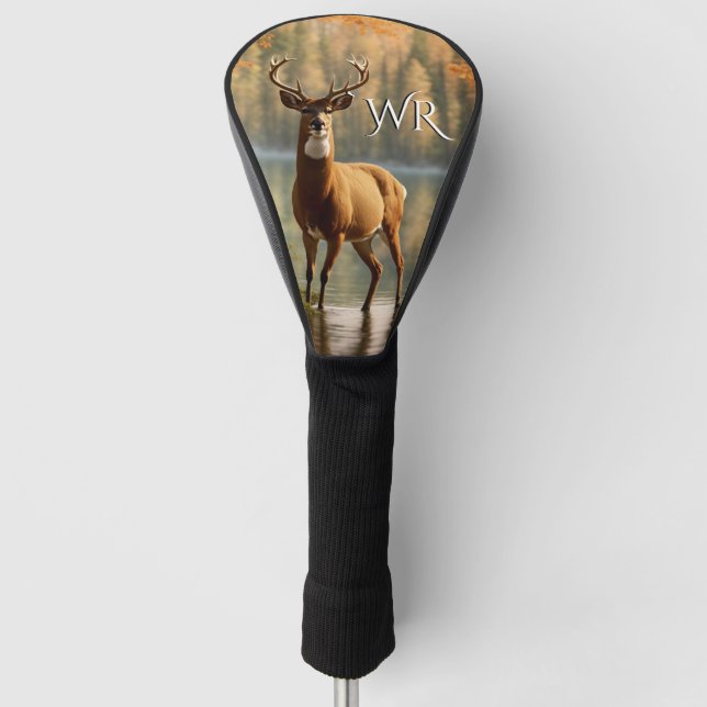 Couvre-club De Golf Superbe 12 Point Buck Eaux d'automne Monogramme (Devant)