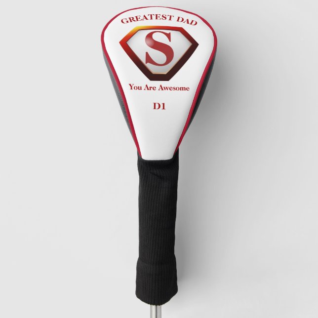 Couvre-club De Golf SuperPapa Blanc+Pipe rouge (Devant)