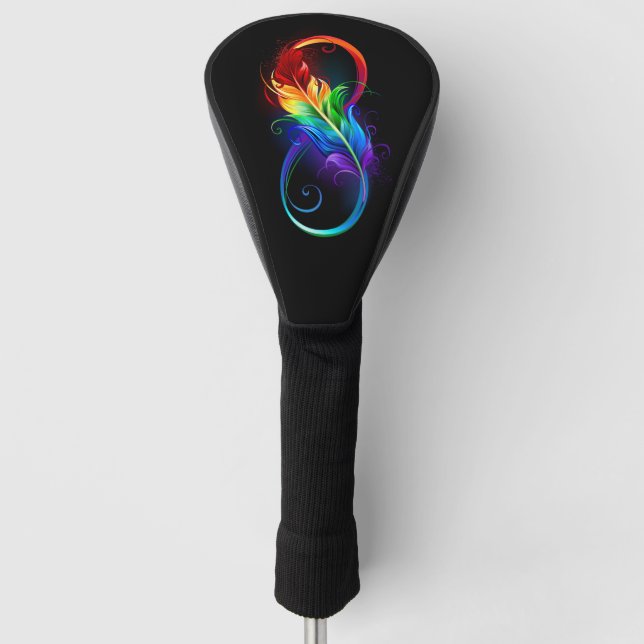 Couvre-club De Golf Symbole d'infini avec plume arc-en-ciel (Devant)