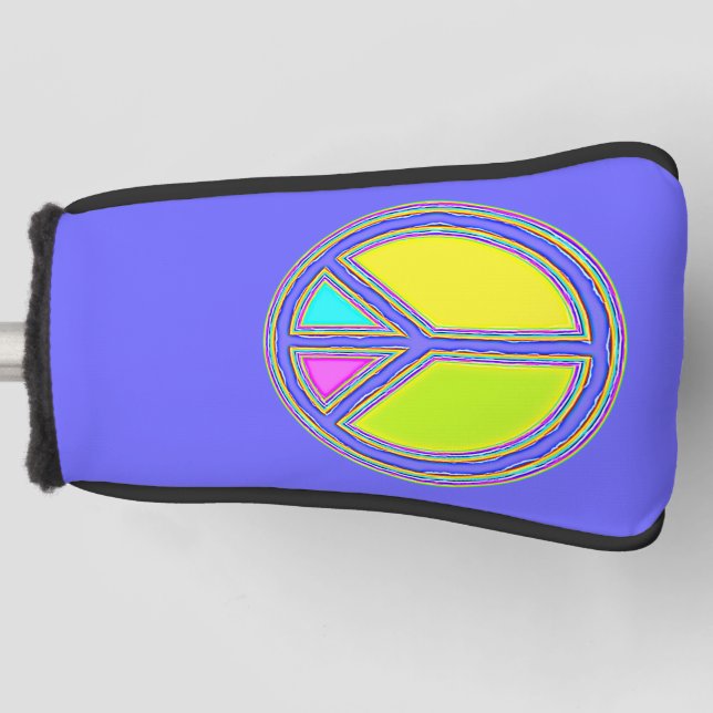 Couvre-club De Golf Symbole PAIX avec des couleurs remplies (Devant)