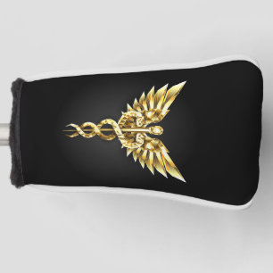 Couvre-club De Golf Symbole Polygonal Or Caduceus